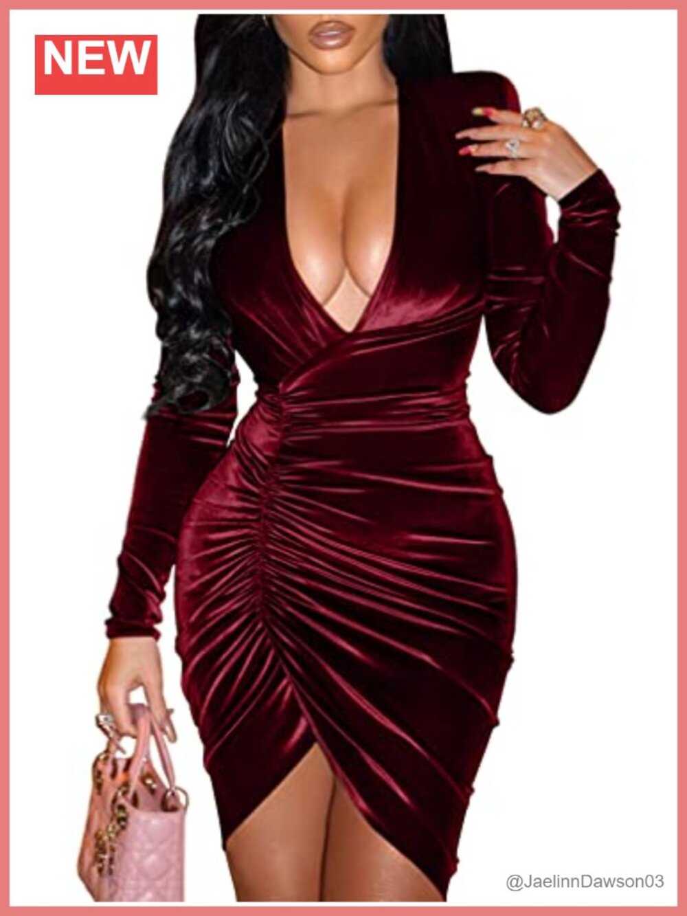 Women's Long Sleeve V Neck Bodycon Wrap Mini Club Dress